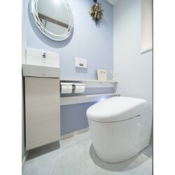 一般のトイレからカウンター付きトイレへ変更。
ニッチ収納、ダウンライトでホテルライクに演出
