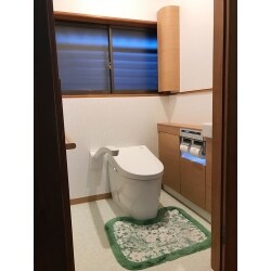 トイレの使いやすさや、スティックリモコンとキャビネットのすっきりとしたところが気に入りました。内装も一緒に行い素敵なお手洗いになりました。