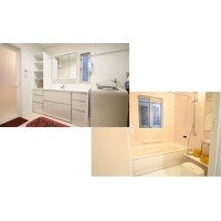 入口を変えて あたたかいユニットバスと洗面台リフォーム