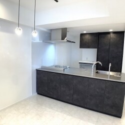 築16年のマンションをご購入しハイクラスリフォームで生まれ変わりました。クロス、床、水まわりのリフォームをしました。お料理がお好きなご夫婦がお選びになったハイグレードなキッチン　セントロは存在感が抜群です。お友達を呼んでおもてなしするのも楽しくなりそうです。