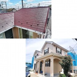 最近よくある「近所で工事している業者ですが・・・」から始まる少し怪しい声掛けが多いのと、そもそも築15年を超える頃合いなので、一度しっかり診てもらおうというお考えとのことでした。
幸い弊社からかなりお近くにお住まいであったご縁もあり、今回の施工をお任せ頂ける事となりました。

実際お住まいを確認させて頂くと、その業者が言うほどの損傷はありませんでしたが、年数なりの汚れ付きや傷みはありましたので、それを直しつつ、しっかりと清掃・修繕を行い、今回は耐候性能の高い良い材料での施工を行う事になり、お住まいの耐久性能もかなり期待できる物になったのでは無いかと思っております。