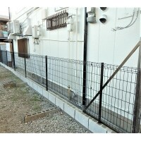 ブロック塀撤去後、メッシュフェンス設置