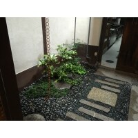 玉砂利と石畳の素敵なお庭