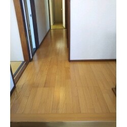 下地から全て貼り換えました。
廊下が特に寒いので断熱材も入れました。
備え付けの下駄箱は外せなかったので、くり抜く形になってしまいましたが、キレイに収まりました。
リフォーム玄関框を付け、敷居の段差も少し解消されたので、仕上がりにとてもご満足頂きました。