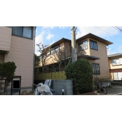 屋根スーパーガルテクトカバー葺き　外壁フッ素塗装