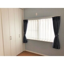 子供部屋のカーテンをリフォーム。
男の子のお部屋なのでカーテンもブルーに。