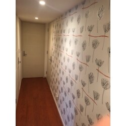 集合住宅のクロス貼替を行いました。 写真はアクセントクロス施工部分です。