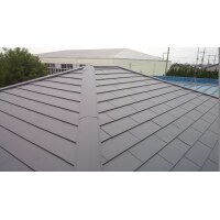 ガルバ鋼板によるカラーベスト屋根のカバー工法