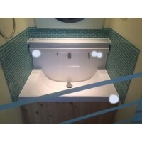 洗面台交換とデザインタイル施工