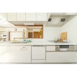 古いキッチンを新しいキッチンに入れ替え、お部屋の雰囲気に合ったデザインと高い機能性を持つ物にリニューアルしました。
キッチンを入れ替えると同時に、家電収納、スライド式の収納棚、コンパクトなパントリーを造りつけました。
