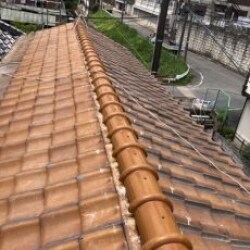 枚方市　棟積み替え工事　7寸丸施工