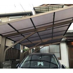 カーポートの並板張り替え・玄関の屋根上ペンキ塗り替え