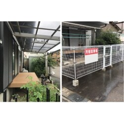 和室から外に出る際の高低差が激しく、既設のカーポート下で洗濯物を干すスペースを確保したい、さらに足を弱めた為、犬の散歩の回数が減ったので、フェンスで囲いワンちゃんが運動出来るようなスペースがほしい、とのご相談を頂きました。駐車場は他の場所で確保できたため、洗濯干し場となっているカーポートの下へウッドデッキを設置させて頂きました。和室から外に出る際の高低差もなくなり、洗濯物が干しやすく、ワンちゃんが敷居内で遊ぶ際、近くに感じて頂けると、お施主様に大変喜んで頂けました。