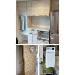 新築のご自宅にカップボード（キッチン）を設置したいとのご相談をいただきました。設置スペースに合わせて、お好みのキャビネットを選択し組み合わせるカップボードです。壁の下地を補強し、家電収納キャビネット（引き出し）奥のコンセントの電気配線工事をカップボード設置前に施工するなど、「すぐに使える!」にこだわった提案をこころがけました。キッチンとのお色や扉柄のバランス等、空間のトータルコーディネートも意識しました。宅配ポスト設置とエコカラットの施工のご依頼も同時にいただきました。快適な暮らしのお手伝いが出来、大変うれしく思います。