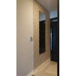 新しくマンションへのお引越しに併せて、玄関、トイレに脱臭、調湿機能のあるエコカラットの施工をご希望。
玄関には姿見もご要望されました。
姿見を付けた事で、玄関が広々とし、またエコカラットを施工することで、玄関、トイレの調湿・脱臭の機能面はもちろん、素敵な空間に仕上がりました。
