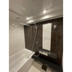 マンションにお住まいのお客様より給湯器交換をした際に、浴室交換のご検討頂きご紹介いただきました。浴室正面壁（アクセントパネル）もシャワー水栓もお好みの商品を選定頂きました。