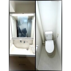 洗面鏡の腐食にお悩みいただいておりました。トイレ空間のリフォームと併せまして洗面鏡の交換工事をご提案させていただき、衛生的で明るくスッキリと空間をお使いいただけるような施工を致しました。トイレ本体は室内に縦管がございます為、タンク幅が狭く狭小スペースにも対応可能なTOTOピュアレストMRをご提案させていただきました。