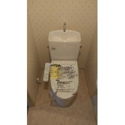お掃除が簡単で、タンクに手洗いがついているトイレへ交換しました。 便器の表面には汚れを浮かせてすべらせる加工がほどこされており、トルネード洗浄で少ない水でしっかり汚れを落とします。 フチ裏がなく凹凸が少ない、お掃除しやすい形状のデザインです。 ウォシュレットはノズルの内側も外側も自動で洗浄するので、キレイが長持ちします。 手洗いは深さがしっかりあるので、手洗いがしやすく、水はねしにくいボウル形状です。 連絡が早く、スムーズに進んだ、とのことで弊社にご依頼いただきました。 また機会があればよろしくお願いします、と嬉しいお言葉をいただきました
