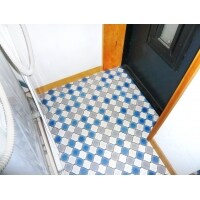 脱衣所も一新!奥様こだわりのクッションフロアで快適空間に。