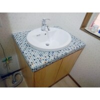 ウッドワンの洗面台でナチュラルな洗面スペースが完成。