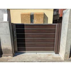 横目隠しタイプで外部からの視線を遮りプライバシーを確保できます。
見た目も木目調でオシャレでアルミ製なので軽くて扱いやすく、ノンレール構造の為ゴミが溜まりにくく車いすやベビーカーでの通行がスムーズです。