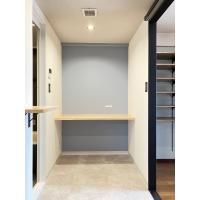 便利なカウンターのある脱衣所