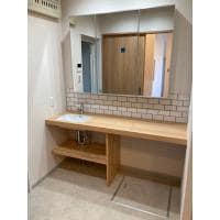 大きな鏡が嬉しい!造作洗面台