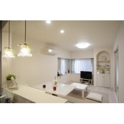 内装は白を基調とし、アーチやモールディングで輸入住宅の雰囲気をつくりました。