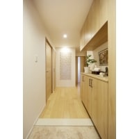 玄関にエコカラットを採用。内窓を取り入れ、風の通り道も確保。