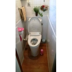 壁は白タイルを上半分残し、下半分はお掃除が楽になるようカバー　明るく上品に仕上がりました。