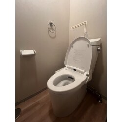 フチレス形状で掃除がし易く、強力洗浄の超節水型トイレです。