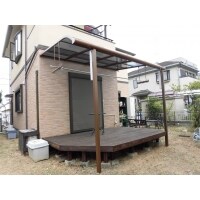 ウッドデッキにテラス屋根を設置