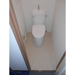 節水型トイレと専用の洗浄便座をセットで取替をしました。キレイ好きな奥様に喜ばれるフチなし便器はお掃除も楽になります。