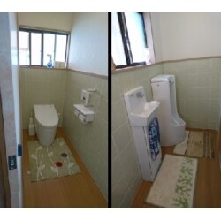 間仕切を撤去し、広く明るいトイレになりました。