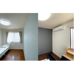 兄妹のお部屋に間仕切り壁を新設し、それぞれお子さま自身が選んだアクセントクロスで雰囲気が一変し、自分らしさが詰まった大満足の空間になりました。