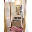バリアフリー浴室を採用し、安全で快適な浴室となりました。
浴室サイズも1317(内法寸法1.3M×1.7M)サイズでだいぶゆったりとした空間になりました。
大阪ガスカワックを採用することにより、冬の寒さにも対応できます。