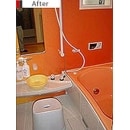 LDKには移動可能な畳コーナーを設置。
浴室はオレンジ色の壁パネルが斬新なINAX/ルキナのシステムバスです。