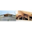 屋根形状が変わるため、棟木・小屋束など屋根の骨組みから改修しています。 また、屋根下地には１２.５ｍｍ厚のラーチ合板を使用し、強度を出しました。