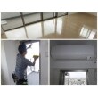 新築マンションのエアコン取り付け、ガラスフィルム貼り、床のUVフロアコーティングを行いました。