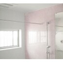 4面のうちの1面に、明るい桜色の壁をセレクトしております。既存の寒くて狭かった浴室のイメージからガラリと一新し、見た目も冬場も温かい浴室が実現いたしました。