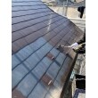 屋根塗装　上塗り塗装作業風景
２液弱溶剤　遮熱シリコン樹脂仕上げ