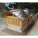 井戸のポンプを保護するため、井戸小屋を造作。
銅製の屋根は、耐食性がよく、経年による色の変化を楽しむこともできます。

また、銅イオンは白蟻の発生を防いだり、銅屋根を流れた雨水にはボウフラの発生を防ぐ効果があります。