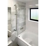 594.モダンな石目柄が清潔感溢れるオシャレで快適な浴室。