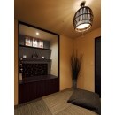 飾り棚と収納を造作し、3色のグレーの琉球畳が美しいモダンな和室。