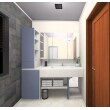 洗面収納の扉の色・床の色・アクセントとなる壁面のタイルのデザイン案を8パターンほど作成し、ご提案させていただき最終的に決定したものになります。浴室とデザインのつながりを作り、洗練された大人な空間に仕上がりました。