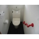 トイレにもお施主様のこだわりが見られます。
天井、壁を白色のクロス、トイレも白色にしましたが、
手摺は、赤色で、アクセントになっています。