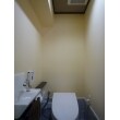 床と腰壁には大理石、壁には越前和紙クロスを使いました。トイレはタンクレストイレを設置しました。
