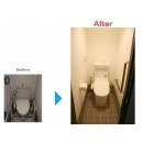１階：トイレ（1.6㎡：32万）壁に手すりを取り付けることで、以前より広く感じるトイレ空間に。
