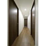 廊下と建具とクロスで統一感を出したシックな廊下