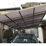 カーポートの並板張り替え・玄関の屋根上ペンキ塗り替え